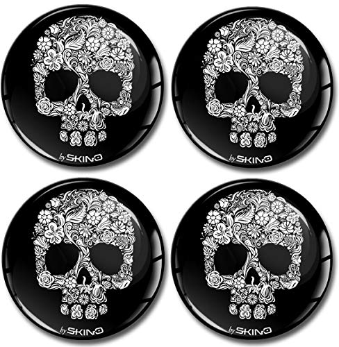 SkinoEu Aufkleber Autoaufkleber für Radkappen Nabenkappen Nabendeckel Radnabendeckel Rad-Aufkleber 60mm Totenkopf Schädel A 8060
