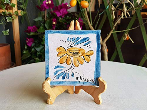 Mattonella di Ceramica Siciliana Fatta Dipinta a Mano Piastrella Decorativa. Le Ceramiche di Ketty Messina