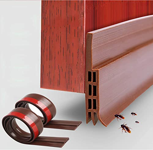 2Pcs Under Door Draught Excluder Self Adhesive Draft Excluder Tape for Noise Proof and Energy Saving, Door Bottom Seal Strip to Prevent Bugs Coming (39.3 x 2 inch, 2Pcs, Brown)