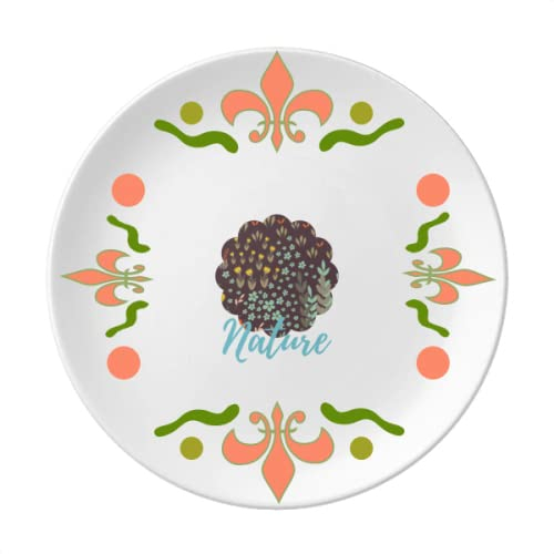 brown foglia centrale a dipingere fiori Piatto di ceramica floreale Piatto da tavola Piatto di cena