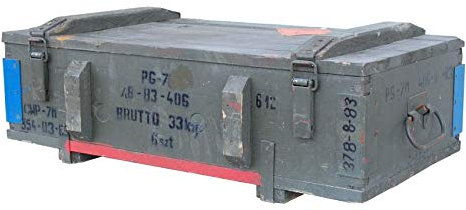Moooble Große Munitionstruhe Typ PG-7 aus farbigem Holz, 80x42x24cm - Militär Truhe Offizierskoffer Aufbewahrungskiste Munitionsbox Militaria