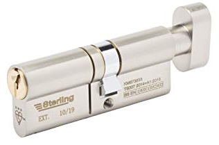 Sterling ETD4545 Türzylinder, 45 mm, 45 mm Verlängerung (90 mm), BSi TS007, 3-Sterne-Polizei-geprüft, gesichert durch Design, Euro-Türzylinder, Doppel-Finish, Messing und Satin-Nickel, 90 mm