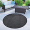 Paco Home Outdoor Teppich Flachgewebe Sisaloptik Modern Einfarbig meliert wetterfest & pflegeleicht Küchenteppich Ideal für Terrasse Balkon Garten, Grösse:120 cm Rund, Farbe:Anthrazit