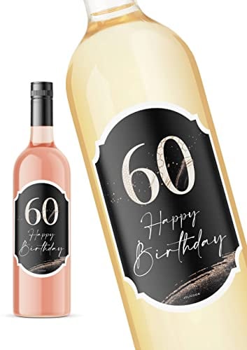 JoliCoon 60. Geburtstag Flaschenetikett - Perlmuttlack veredelt - 8,5x12cm - Happy Birthday 60