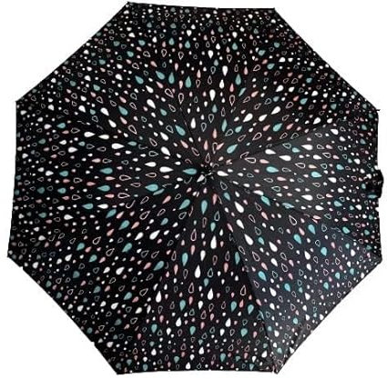 Goods4good Regenschirm, sehr groß, XXL, Durchmesser 130 cm, bedruckt, Regentropfen, für Männer und Frauen, winddicht, Struktur aus Faser, Schwarz.
