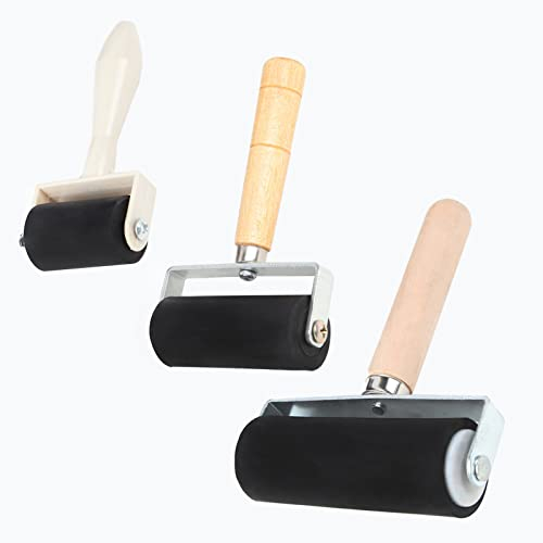Gummirolle Maler, 3 Stücke Gummi Farbroller, Druckgrafik Roller Gummi, Gummi Brayer, Roller Pinsel Gummirolle, für Druckgrafik, Stempeln, Kleberauftragen(3.5 CM, 6 CM, 10 CM)