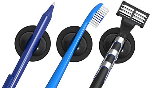 Schneider Klick-Fix Universalhalter (Selbstklebende Halterung für Zahnbürsten, Kabel, Stifte uvm. bis max. 150g) 5er Set, Schwarz