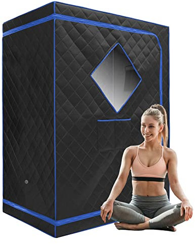 ZONEMEL Tente de Sauna Portable pour Une ou Deux Personnes - Spa Complet pour la Relaxation - Détox - Cuiseur Vapeur Non Inclus (L x l x H) : 47,24 x 31,5 x 63 cm - Noir