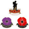 Acxico Brosche Never Forget, rote Mohnblumen, Emaille, Mohnblumen, Metall, 3 Stück, Emaille