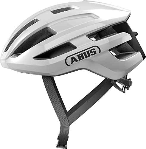 ABUS Rennradhelm PowerDome - leichter Fahrradhelm mit cleverem Belüftungssystem und aerodynamischem Profil - Made in Italy - für Damen und Herren - Weiß Glänzend, Größe S