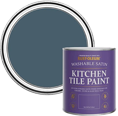 Rust-Oleum Peinture Bleue Résistante à l'eau pour Faïence de Cuisine, Finition Satinée - Bleu Dessin 750ml