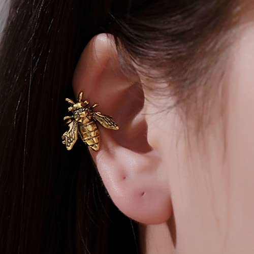 Wendalern Winzige Bienen Ohrmanschetten Ohrringe Honeybee Ohrclips Gold Clip on Ear Cuff Ohrring Biene Knorpel Ohrringe Schmuck für Frauen und Mädchen