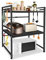 NAIZY Mikrowellen Regal 3-stufiges Erweiterbares Regal Küche Mikrowellenregal Standregal mit 3 Haken Küchenregal Organizer für Küchen Arbeitsplatte und Aufbewahrung, Schwarz