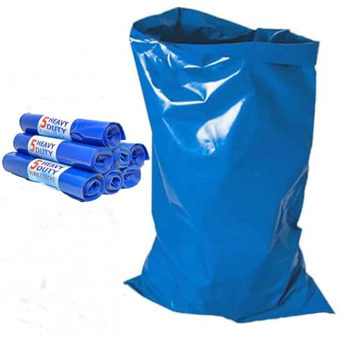 ISUPLI Rubble Sacks Large 45L 7 Pack - Durable Black Bin Bags, Food Waste Bags, Bin Liners for Builders, Home & Garden Waste