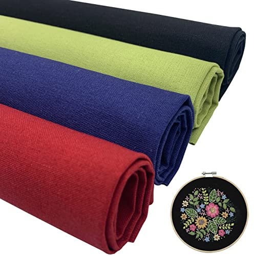 aufodara 4 Stück Leinenstoff 50x50cm Kreuzstich Stoff Aida Stoff Stickerei Stoff Handarbeiten Stoffe zum Nähen für Stickerei Dekoration DIY Basteln Handwerken Tischdecke Säckchen (Bunt B)
