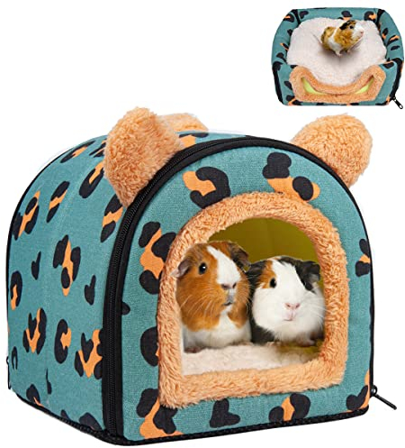 Pantula Meerschweinchen Bett, Meerschweinchen Kuschelhöhle mit Abnehmbarem Kissen, Kaninchenhöhle Winter Kuschelhöhle für Meerschweinchen Frettchen Igel Chinchilla (blau)