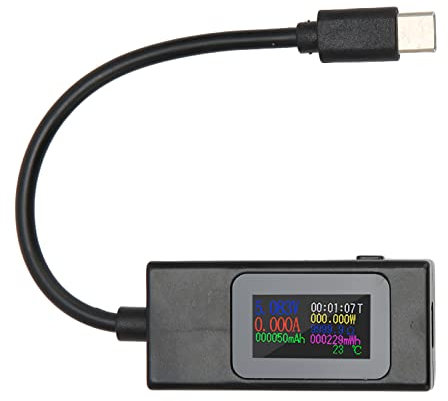 ciciglow USB C Power Meter Tester, 4-30V 0-6.5A Voltage and Current Tester LCD Display Digital Multimeter for USB C Cables, Laptops, Phones and Chargers