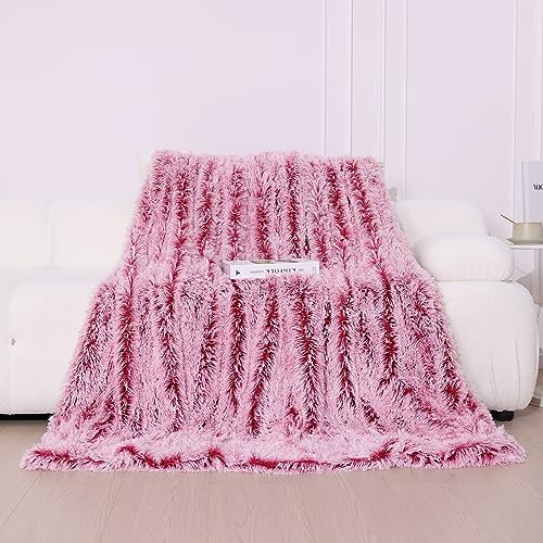 KANKAEU Kuscheldecke Flauschig 160×200 cm, Super Weich & Warme Decke, Farbverlauf Rot Kuscheldecke, Fleecedecke, Sofadecke, Tagesdecken, Couchdecke