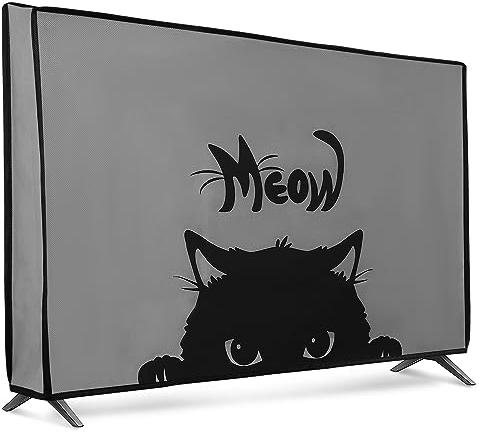 kwmobile Funda para Monitor 32 TV - Cubierta Protectora para Interior - Gato Meow