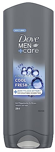Dove Men+Care Gel doccia 3 in 1 Cool Fresh Bagno doccia per corpo, viso e capelli con 24 ore di cura effetto 250 ml