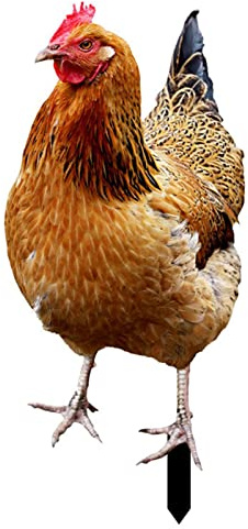 Teksome Hühnerhof-, Henne Huhn Acrylskulptur, Lebensechte Hühner-Hofpfähle, Hühnerskulpturen für die Dekoration von Hof, Terrasse, Rasen und Garten