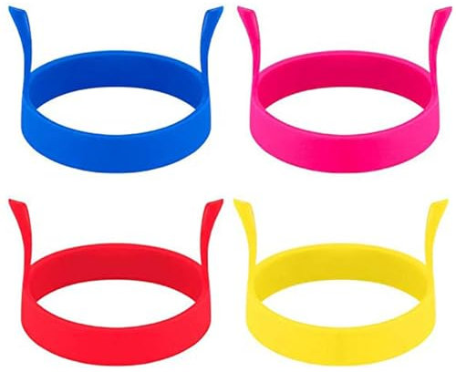 4pcs Egg Rings for Frying Silicone Fried Egg Ring Non-Stick Round Rings with Dual Handle Easy to Clean Fried Egg Mould for Mess-Free Fried or Poached Eggs High Temperature Resistant