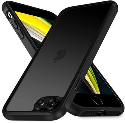 ivoler Hülle für iPhone SE 2022/2020 (3./2. Generation) / iPhone 8/7, [Kameraschutz] [Militärstandard] Stoßfest Handyhülle, Matt Durchscheinende Anti-Fingerabdruck Schutzhülle Case (Schwarz)