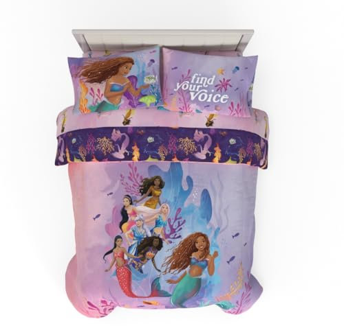 Franco Disney Prinzessin Ariel die kleine Meerjungfrau Live Action Movie Arielle Kinder-Bettwäsche-Set, superweiche Mikrofaser, Bettdecke und Bettlaken-Set, voll, (offizielles Lizenzprodukt)