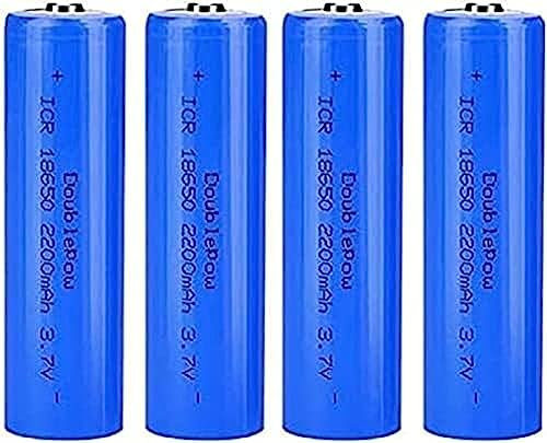 Batterie Rechargeable, Batterie 2200 MAh 3,7 V, Batterie Rechargeable avec Bouton pour Lampe De Poche, Sonnettes, Phares, Voitures RC, Etc.,Lot De 4