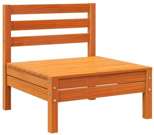 vidaXL Gartensofa ohne Armlehnen, Sofa mit Latten-Design, Gartencouch Modular mit Rückenlehne, Gartenmöbel Gartengarnitur, Wachsbraun Massivholz Kiefer