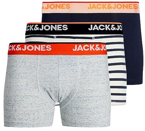 JACK & JONES Herren Unterhosen Shorts Boxershorts Trunks 3er Pack, Farbe:Mehrfarbig, Wäschegröße:S, Artikel:-Navy Blazer/Navy-lig