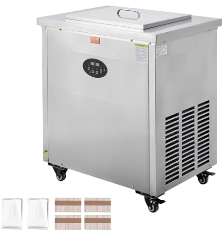VEVOR Machine à sucettes glacées commerciale, 2 moules, machine à popsicle de crème glacée 52 pièces, moules à glace en acier inoxydable, pour bar, cafés, magasin de thé au lait (26 pièces/ensemble)