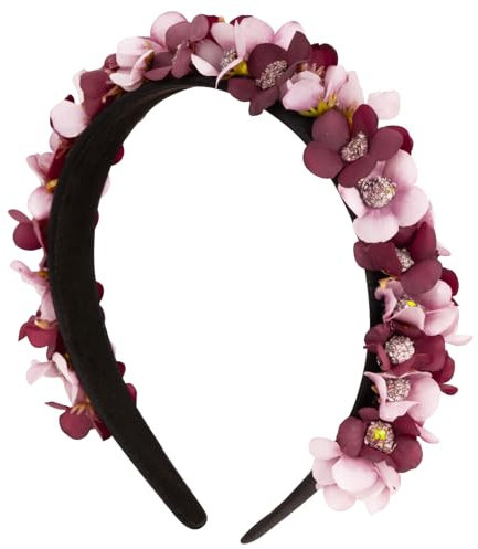BOOMTOP Haarreif Dirndl Blumen Haarband Trachten Haarschmuck Blumen Haarkranz Blumenstirnband Damen Mädchen Kopfschmuck mit Blüten für Hochzeit Karneval Mottoparty Rot Rosa