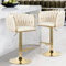 AONYAYBM Barhocker, 2 Stück, aus Samt, höhenverstellbar, 360 ° drehbar, hoher Barstuhl, mit geflochtener Rückenlehne und goldenen Beinen, Hocker für Bar/Küche, skandinavischer Stil (Beige)