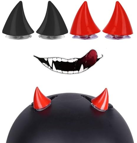 Motorrad Helm Hörner, 4 Stück Helm-Dekoration, Katzenohren Motorradhelm Dekorative, Horn Helm Dekoration, für Fahrradhelm, Skihelm, Motorradhelm(Schwarz,Rot)
