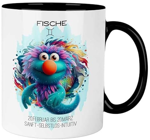MeLifestyle Kaffeetasse Tasse Becher Sternzeichen Fische | Keramik 330ml | Geschenk, Freund, Freundin, Kollege, Kollegin, Bürotasse, Astrologie