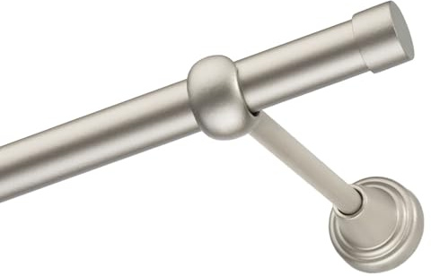 Voppi Gardinenstange 480cm 19mm Träger Stahl Satin für Wohnzimmer Büro Esszimmer Gardinen Metall elegant Single