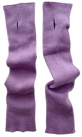 vejtmcc Knitted Wool Gloves Winter Open Finger Screen Warm Plain Long Sleeve Gloves Wool Gloves Women's Winter (Purple, One Size)