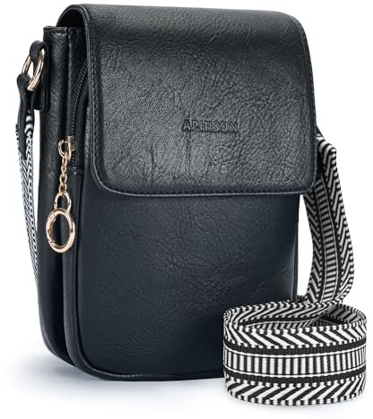 APHISON kleine Handytasche zum Umhängen rfid blocker Umhängetasche für Handy veganem Leder Crossbody Bag Damen mit Geldbörse Verstellbar Breiter Gurt abnehmbarer Schultergur