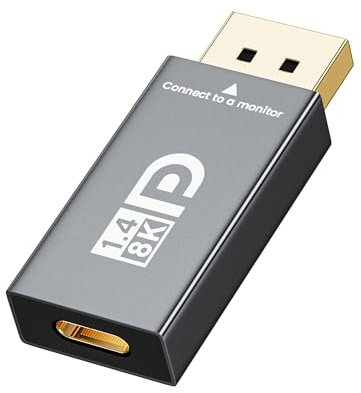 OHBUYAGN Adaptador USB-C a DisplayPort 1.4 de 8 K @ 60 Hz, compatible con 4 K @ 120 Hz Type-C a DisplayPort, adaptador Thunderbolt 3/4/5 a DP, compatible con iPhone 16/15, Galaxy S25/S24, y MacBook