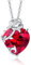 FANCIME Heart Rose Ruby Birthstone Necklace for Women, Sterling Silver July Birthstone Pendent Necklace, Birthday Mother's Day Christmas Gifts Jewellery for Women Girls Wife