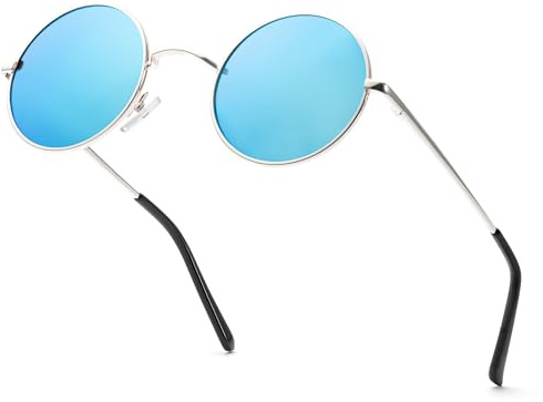 HENGOSEN Sonnenbrille Herren Rund Sunglasses-Men: Polarisiert Runde Sonnenbrille Retro Metallrahmen Sonnenbrille Herren Damen