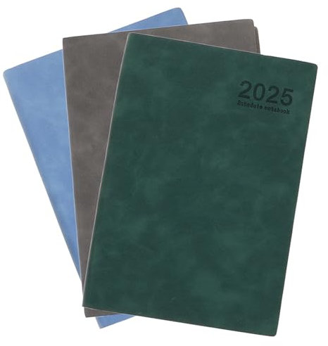 jojofuny 3 Stück 2025 Zeitschriftenplaner notizbuch bürobedarf zeitmanagement selbstorganisation Wochenplaner Monatsplaner Planer Zeitschrift Zeitplaner Tagesplaner undatiert Kunstleder