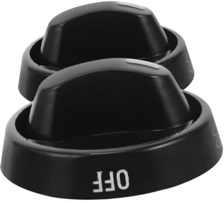 NUOBESTY 2pcs Black Gas Stove Knobs Replacement with Rotary Switch and Ergonomic Design, Made of Sturdy Abs Plastic, round Minimalist Style Suitable for Universal Gas Hob Control