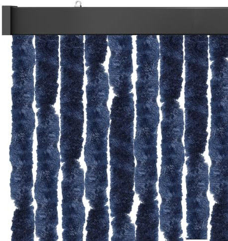 Arsvita Insektenschutzvorhang 56x185 cm (Breite x Länge) Flauschvorhang in Dunkelblau für Wohnmobil, Wohnwagen, schmale Türen, Fadengardine Ø4cm