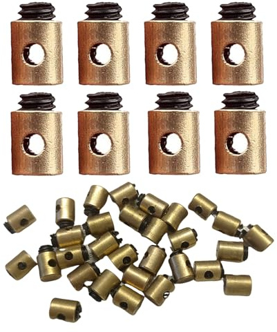 Xerteam 30 Stück Schraubnippel Messing Gaskabel, 5x6mm Lötfrei Gaszug Nippel Zubehör, für Motorrad Fahrrad