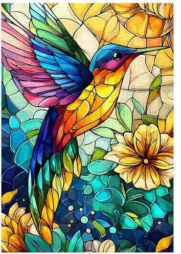 Tolles Puzzle für Erwachsene, 300 Teile, Buntglas-Kolibri-Puzzles für Erwachsene, Spielzeug, Geschenk, Familiendekoration, Kinderpuzzle
