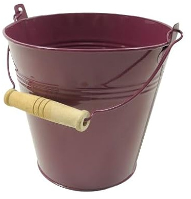 Zinkeimer mit Holzgriff - Deko- & Pflanzgefäß - Vielseitiger Metall-Eimer für Haus & Garten (1 Stück Berry, ⌀ 24 cm H: 23 cm)