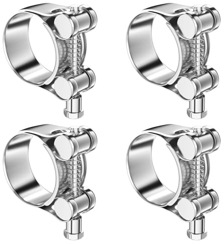 Dromzen 4 Pezzi 32-35mm Fascette Metalliche Stringitubo Inox, Fascetta Stringitubo, Collari per Tubi, Morsetti per Tubi, Fasce, Collare a Bullone, per Tubature Tubo Auto