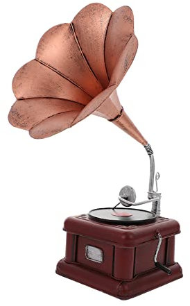 Mobestech Chic Household Decoration Phonograph Model Adornment Sturdy Iron Material Vintage Style Record Player Mockups
